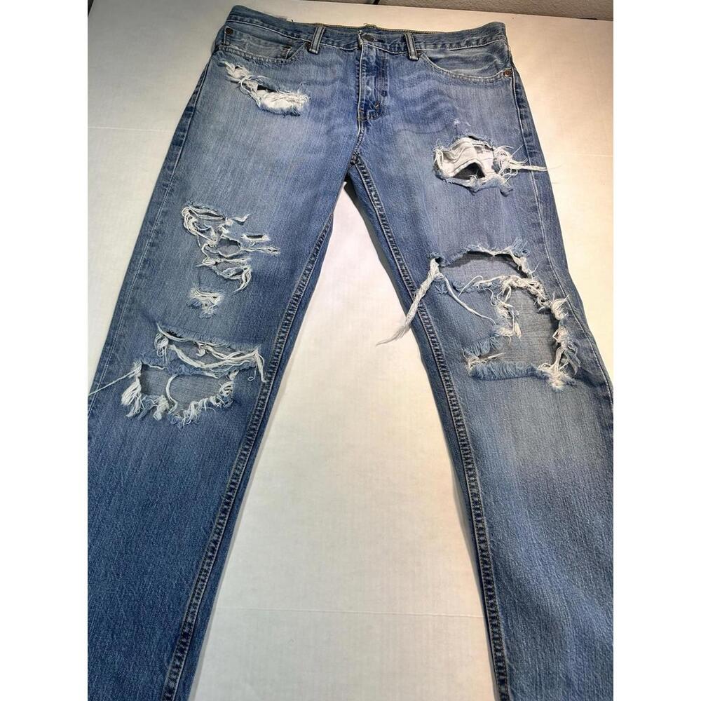 Levi's 511 Jeans Mens 34x34 (TAG-34x34) Distressed Torn Light Blue